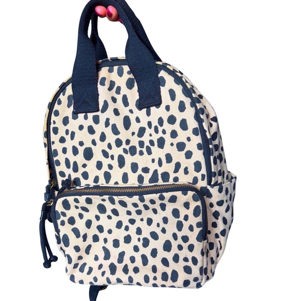 Universal Thread Mini Backpack Canvas Animal Print Cheetah Dalmatian Cream Black